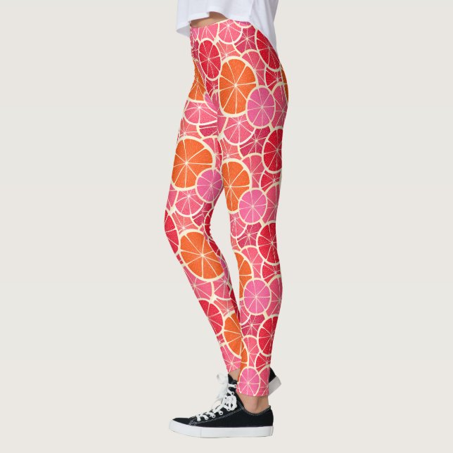 Leggings Motif aux agrumes d'orange et de pamplemousse (Gauche)