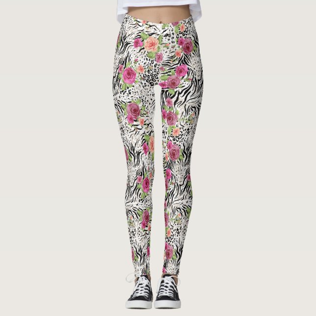 Leggings Motif avec des posters de animaux (Devant)