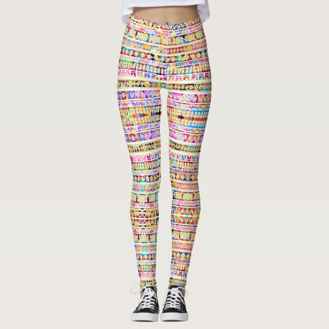 Leggings Motif aztèque tribal coloré (Devant)