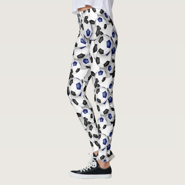 Leggings motif ballons de football bleu noir (Gauche)