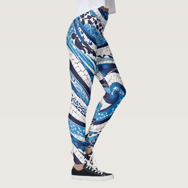 Leggings Motif blanc bleu 05 (Droite)