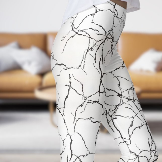Leggings Motif blanc et noir chic (Chic White and Black Fracture Pattern Leggings)