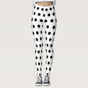 Leggings Motif blanc et noir moderne de taches de pois