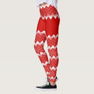 Leggings Motif blanc et rouge Chevron