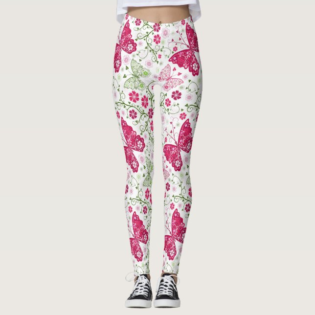 Leggings Motif blanc floral (Devant)