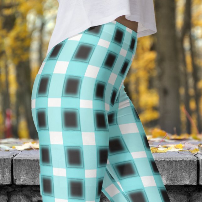 Leggings Motif blanc noir et bleu classique (Classic Black and Blue White Check Pattern Leggings)