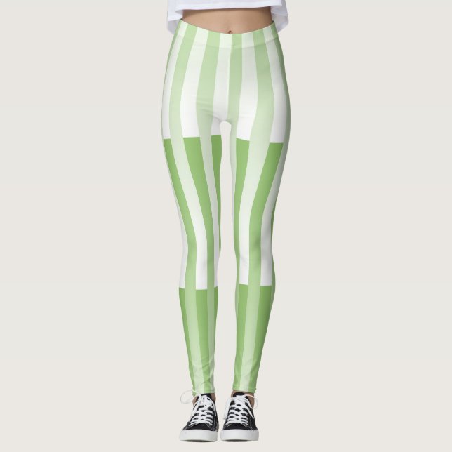 Leggings Motif blanc vert rayé (Devant)