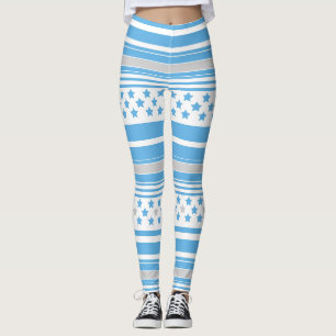 Leggings Motif bleu ciel rayé avec des étoiles