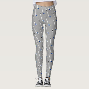 Leggings Motif bleu de bâton de hockey de glace