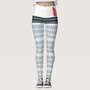 Leggings motif bleu et blanc avec un arrière - plan blanc