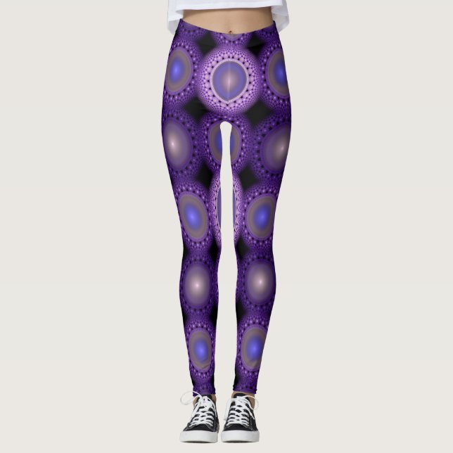 Leggings Motif bleu fractal de Noël (Devant)