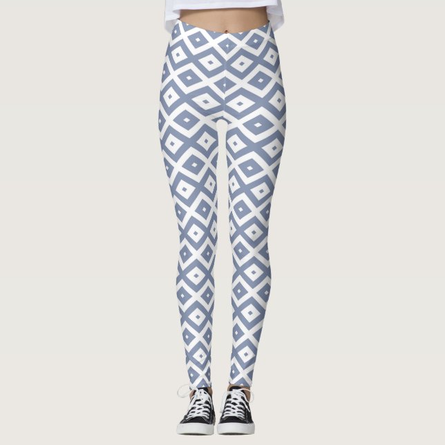 Leggings Motif bleu gris et blanc (Devant)