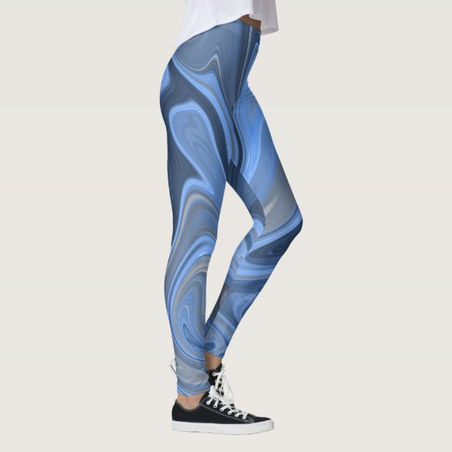 Leggings motif bleu marine liquide marbré (Droite)