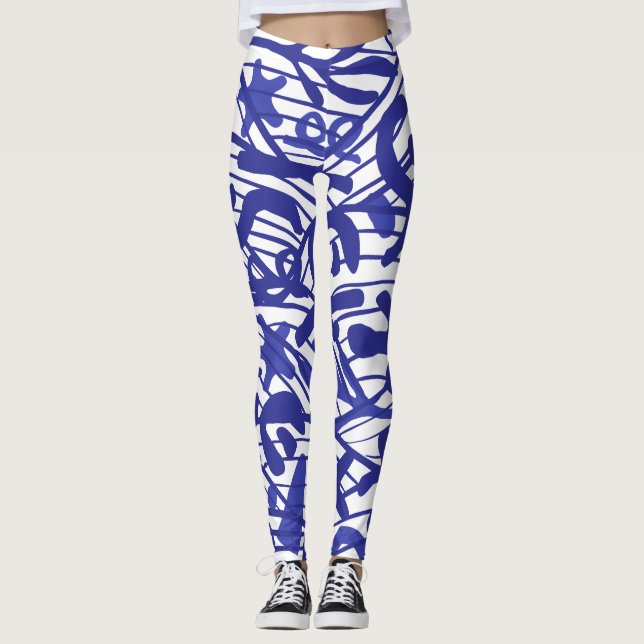 Leggings Motif bleu Silhouette Grande Danse (Devant)