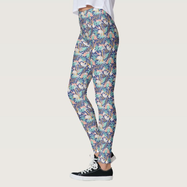 Leggings Motif bleu tropical de paresse (Gauche)