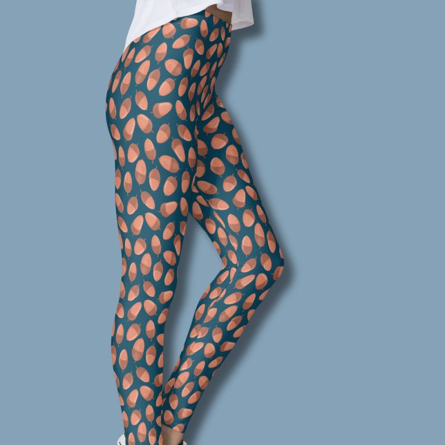 Leggings Motif Blue Acorn (Acorn pattern leggings)