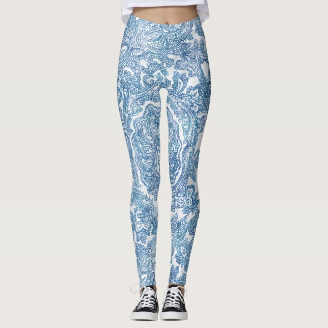 Leggings Motif Blue Boho Lace Paisley (Devant)