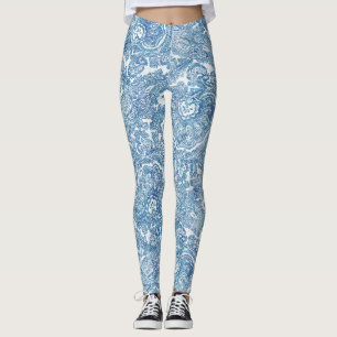 Leggings Motif Blue Boho Paisley