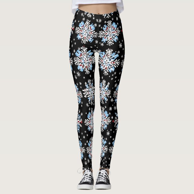 Leggings Motif Blue Snowflake (Devant)