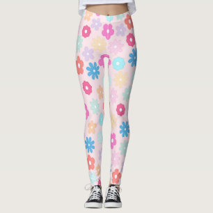 Leggings Motif Boho Rose Daisy Flowers