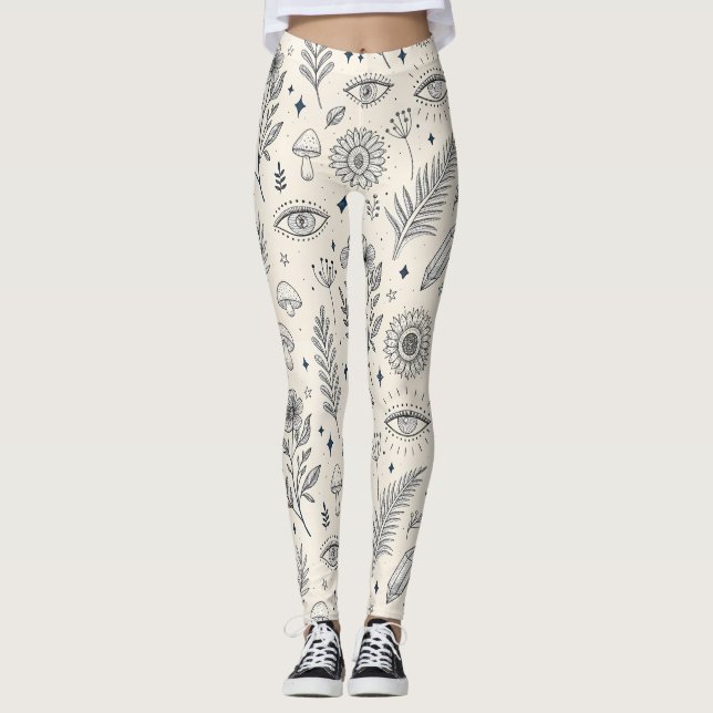 Leggings Motif botanique céleste (4) (Devant)