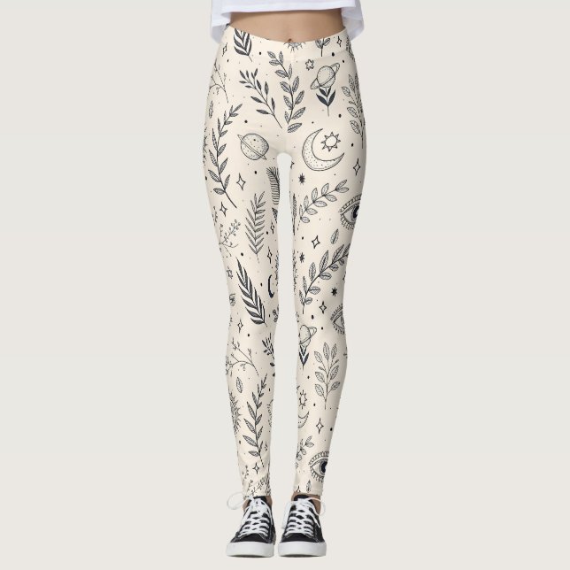 Leggings Motif Botanique Céleste (5) (Devant)