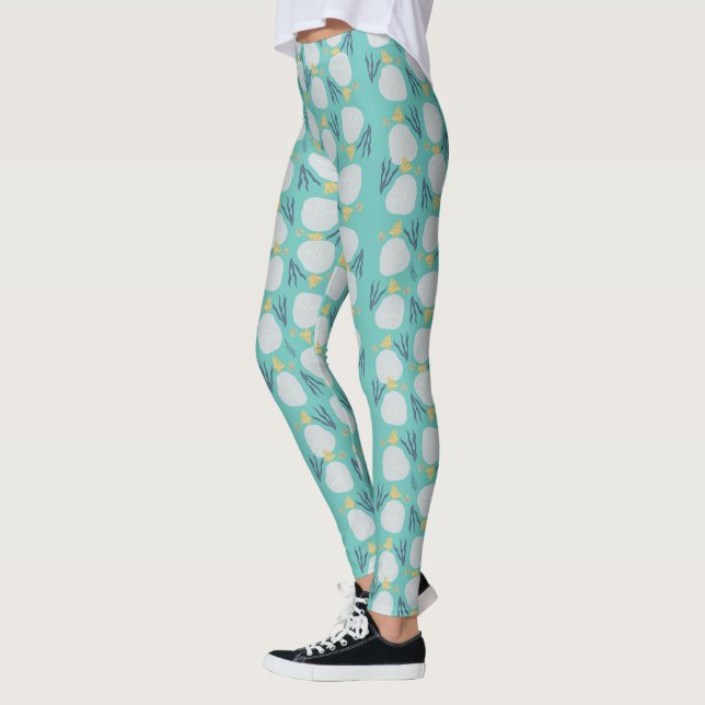 Leggings Motif botanique de plage Dollar de sable d'été (Gauche)