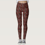 Leggings Motif botanique d'hiver rouge<br><div class="desc">Légendes festives et rustiques sur le thème de Noël avec illustration dessinée à la main de la verdure des vacances.</div>