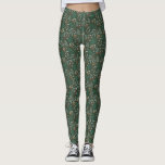 Leggings Motif botanique d'hiver vert<br><div class="desc">Légendes festives et rustiques sur le thème de Noël avec illustration dessinée à la main de la verdure des vacances.</div>