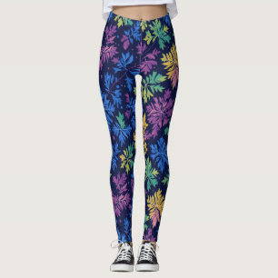 Leggings Motif botanique Feuille Rainbow tendance