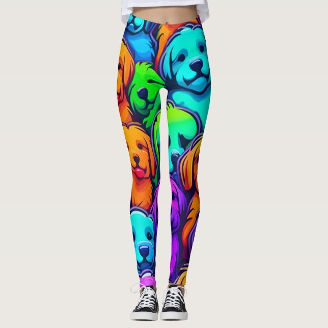 Leggings Motif branché de chien pour les amoureux des anima (Devant)