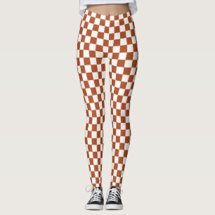 Leggings Motif Brown blanc À damiers chèque
