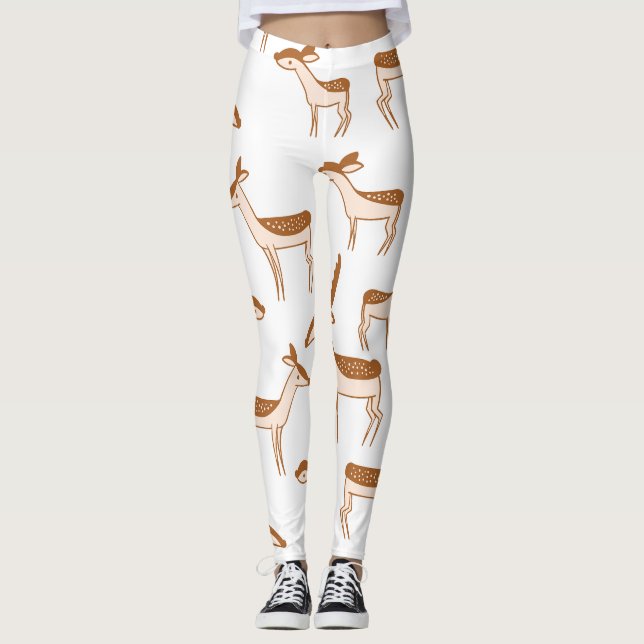Leggings Motif Brown de cerfs aquarelle (Devant)