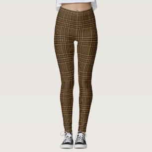 Leggings Motif Brown de Houndstooth Coche de verre