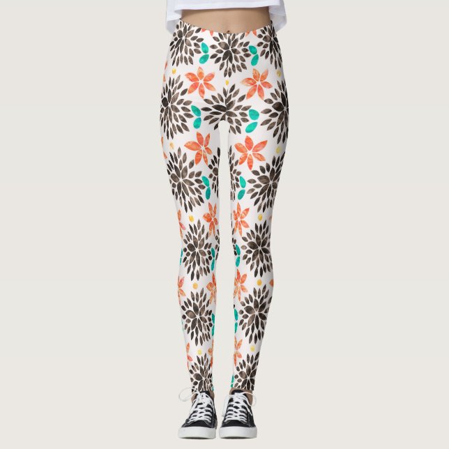 Leggings Motif Brown et turquoise (Devant)