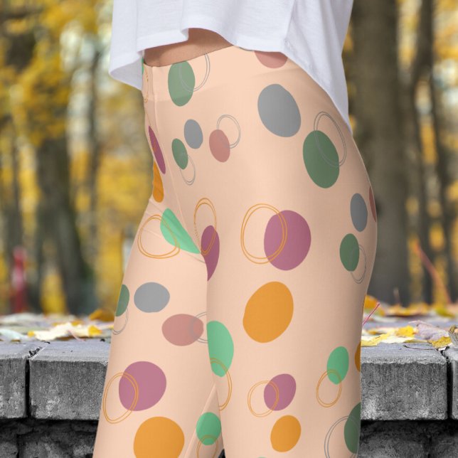 Leggings Motif bulle Apricot rose (Bubbly Bubbles on Apricot Leggings)