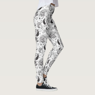Leggings Motif cachemire noir et blanc – Art textile élégan