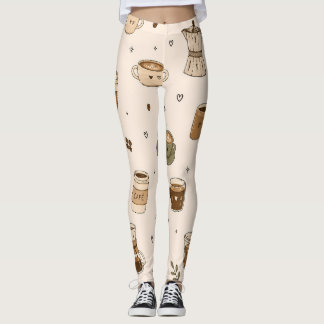 Leggings Motif Café Cosy | Boissons de Café & Espresso Mign