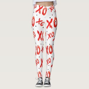 Leggings Motif Câlins Rouges Et Bisous