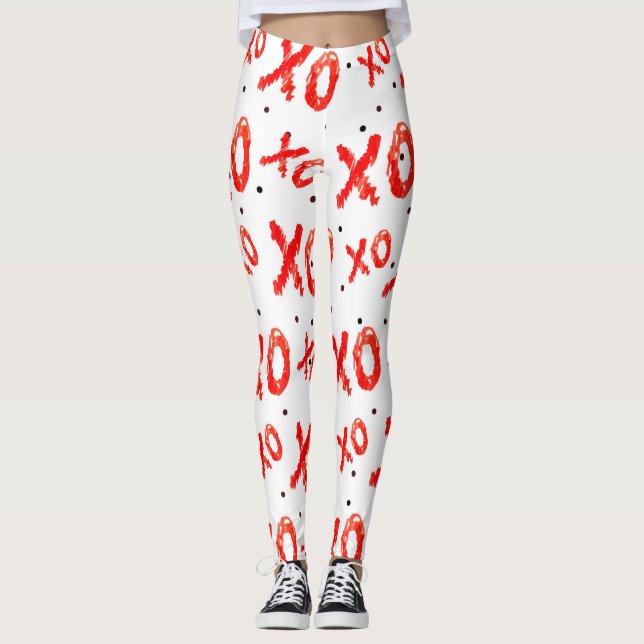 Leggings Motif Câlins Rouges Et Bisous (Devant)