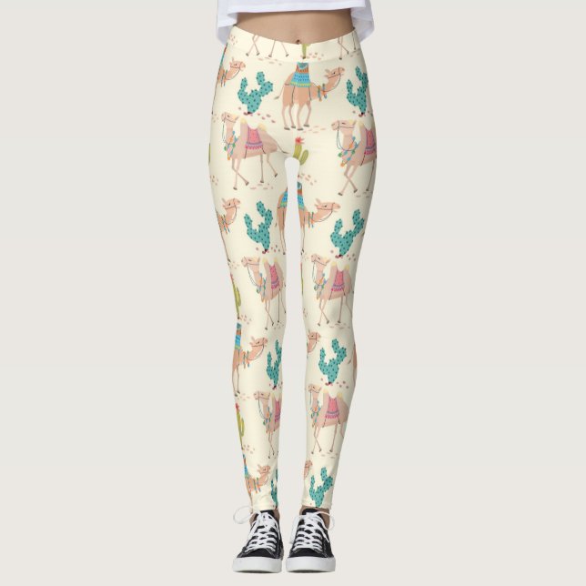 Leggings Motif Camel Et Cactus (Devant)