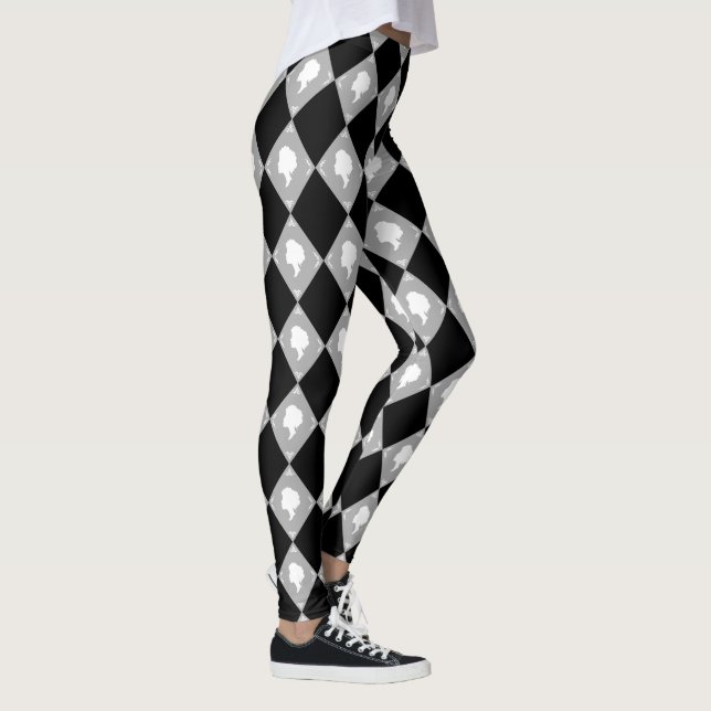 Leggings Motif Cameo Harlequin en noir, blanc, gris (Droite)