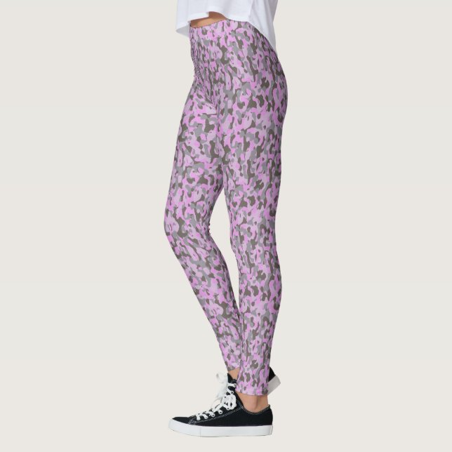 Leggings Motif Camo Chic Purple Rose Et Gris (Gauche)
