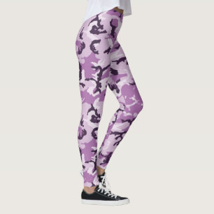 Leggings Motif Camouflage en bois rose / pourpre