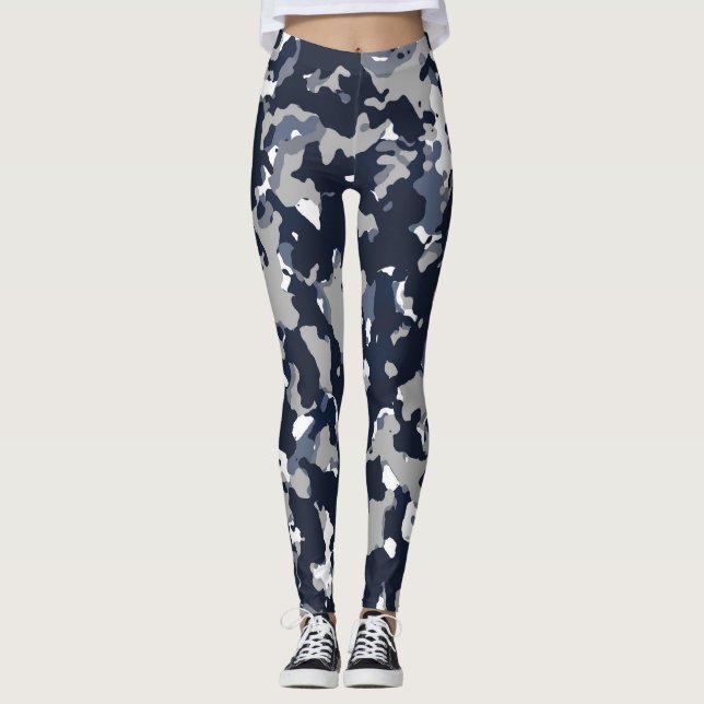 Leggings Motif camouflage gris bleu blanc (Devant)