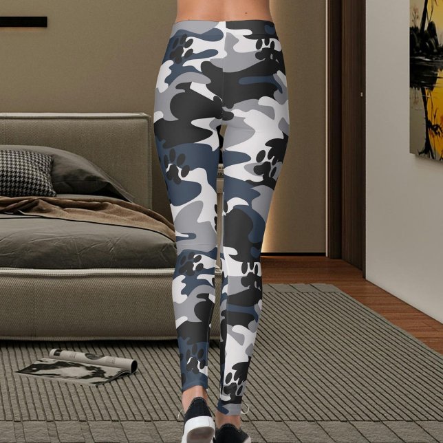 Leggings Motif camouflage patte de chat bleu gris clair cra (Créateur téléchargé)