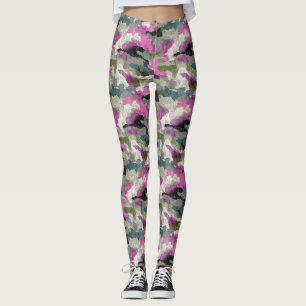 Leggings Motif camouflage rose gras 
