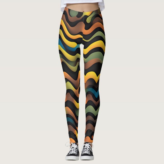 Leggings Motif camouflage vert jaune Aquarelle (Devant)