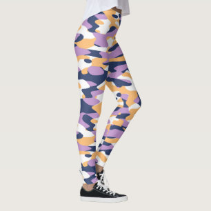 Leggings Motif camouflage violet violet bleu foncé jaune