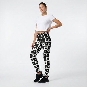 Leggings Motif Carré contemporain tendance noir et blanc